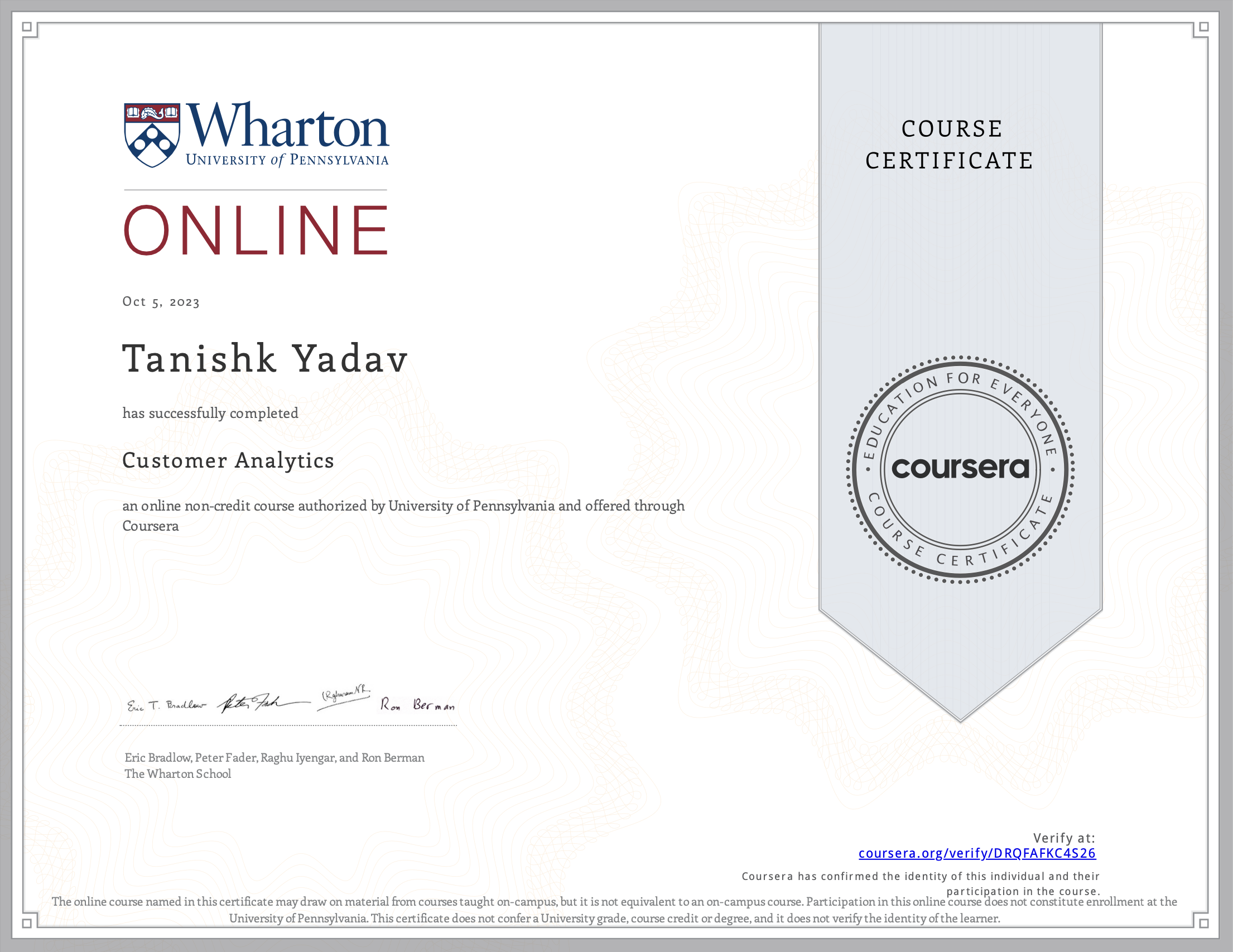 Business Analytics Certificate